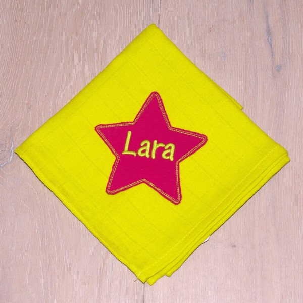 Mulltuch lemon/pink (Modell Lara)