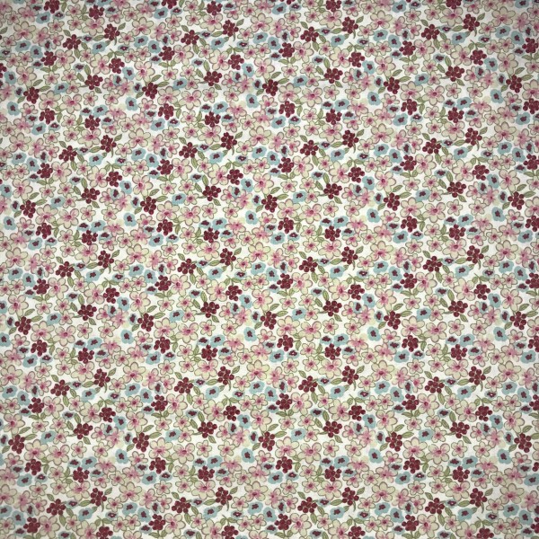 Blumen rosa/türkis/ecru