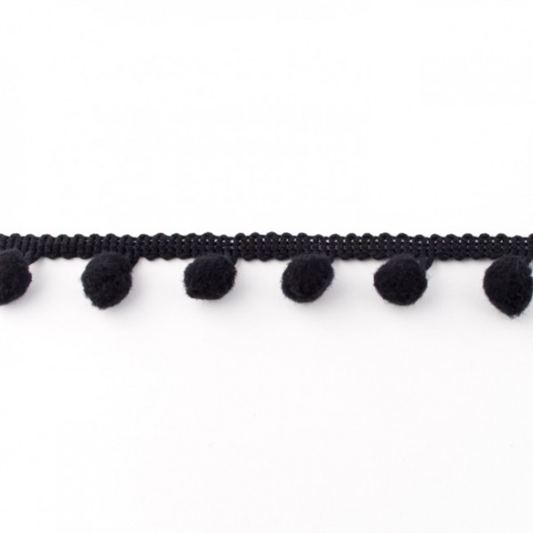 Pompomband Midi 2cm schwarz