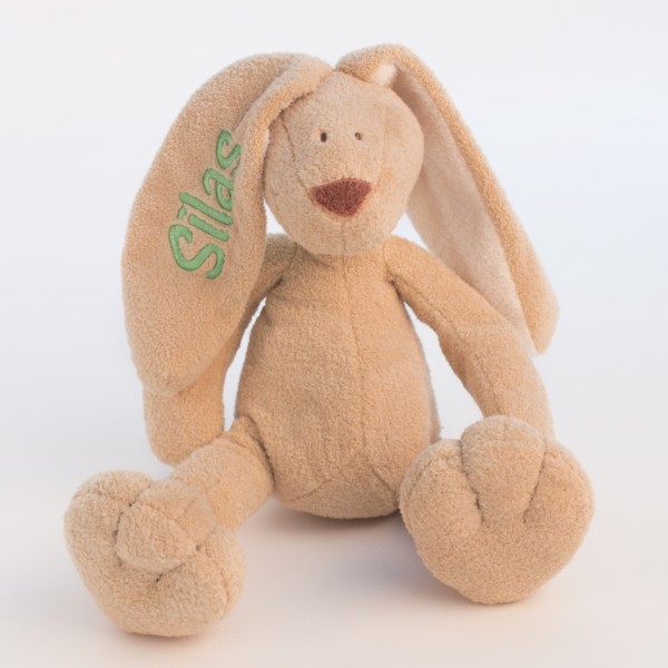 Hase mit Wunschname grün (Modell Silas)