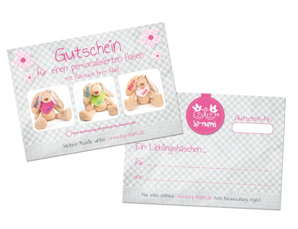 Gutschein für ein Lieblingshäschen mit Halstuch