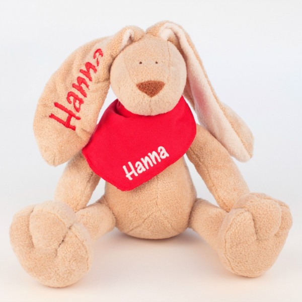 Hase und Halstuch mit Wunschname (Modell Hanna)