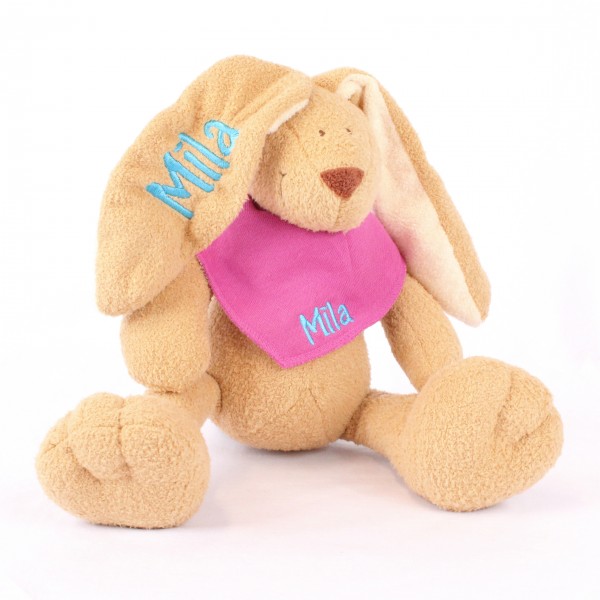 Hase und Halstuch mit Wunschname (Modell Mila)