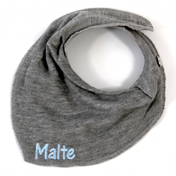 Halstuch mit Name hellgrau/babyblau (Modell Malte)