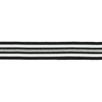 Stripes, hochwertiges, gestricktes Polyesterband in schwarz/weiß/silber Stripes, hochwertiges, gestricktes Polyesterband in schwarz/weiß/silber