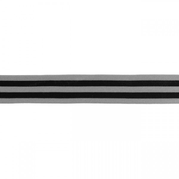 Stripes, hochwertiges, gestricktes Polyesterband in grau/schwarz