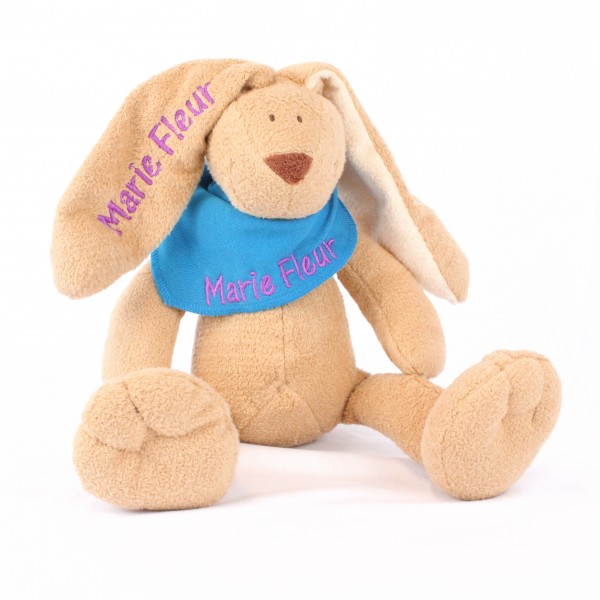 Hase und Halstuch mit Wunschname (Modell Marie Fleur)