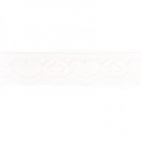 Elastische Spitzenbordüre Herzen weiß (3 cm breit) Elastische Spitzenbordüre Herzen weiß (3 cm breit)