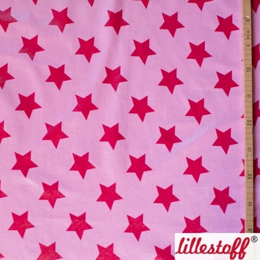 Reststück 90 cm beschichteter Jersey von Lillestoff Raincoat Stars rosa/himbeere