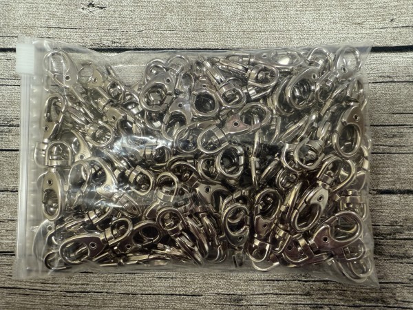 Restposten mehrfach vorhanden: 100 Stück kleine Karabiner in silber