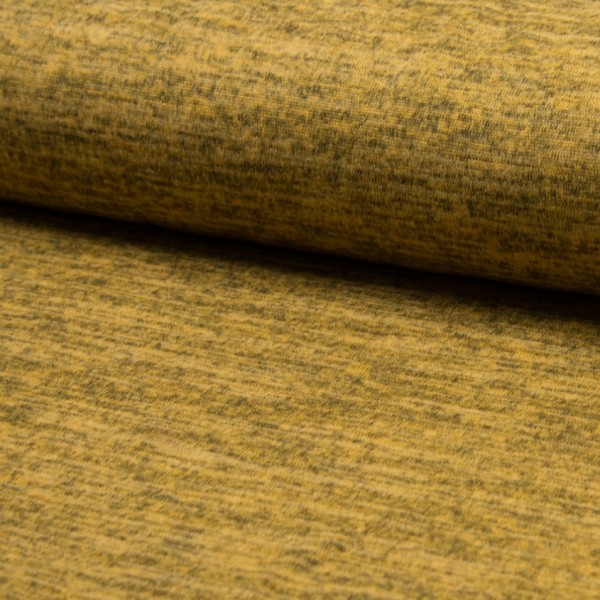 melierter Strickjersey senf