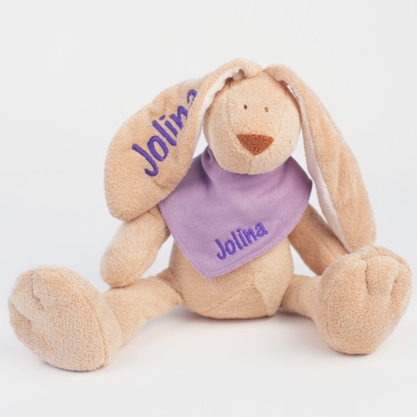 Hase und Halstuch mit Wunschname (Modell Jolina)