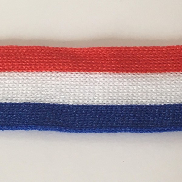 Stripes, hochwertiges, gestricktes Polyesterband in rot/weiß/royal