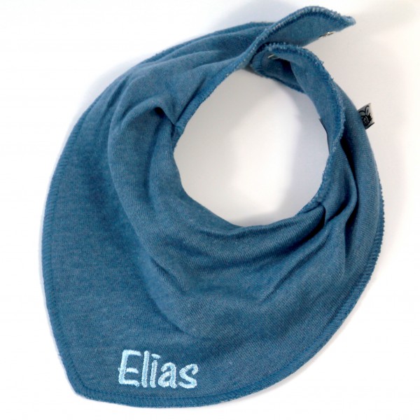 Halstuch mit Name jeansblau/babyblau (Modell Elias)