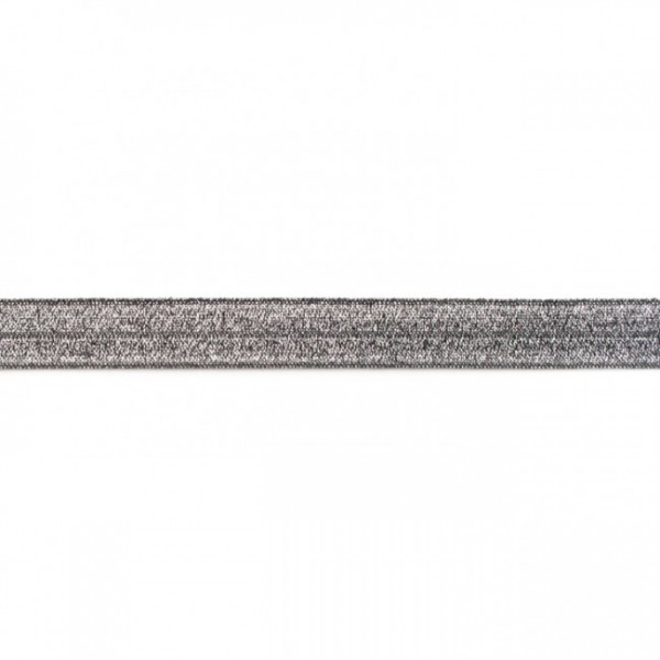 elastisches Falzband Glitzer grau, 16mm