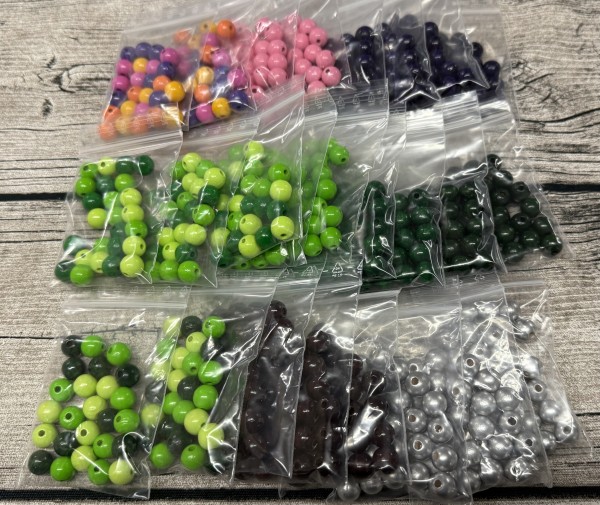 Restposten mehrfach vorhanden: 25 Beutel Uniperlen 10 mm bunt gemischt (ca.25 Stück)