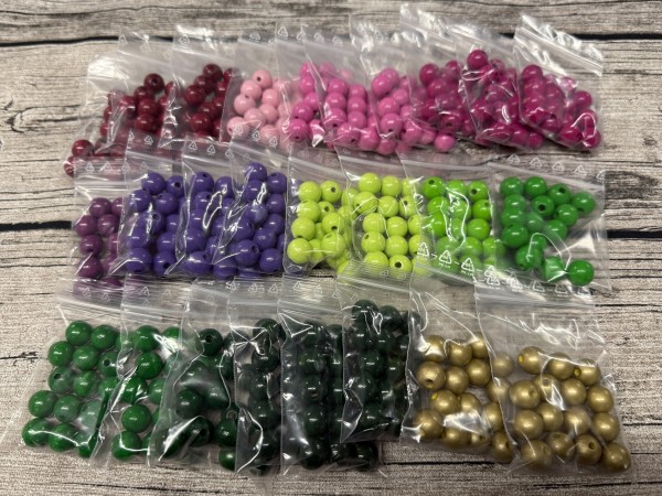 Restposten mehrfach vorhanden: 25 Beutel Uniperlen 12 mm bunt gemischt (ca.15 Stück)