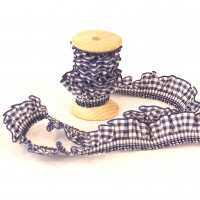 Elastisches Volant Rüschenband  Vichykaro, dunkelblau Elastisches Volant Rüschenband  Vichykaro, dunkelblau