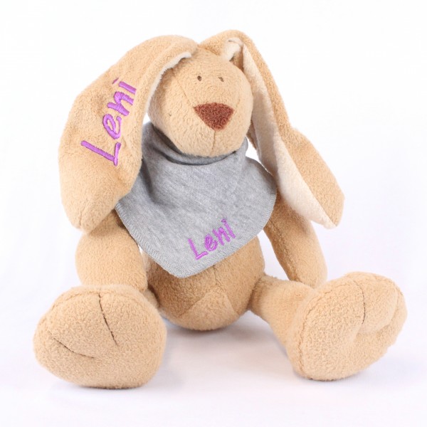 Hase und Halstuch mit Wunschname (Modell Leni)