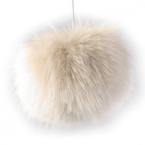 Kunstfellbommel für Mützen 8 cm beige