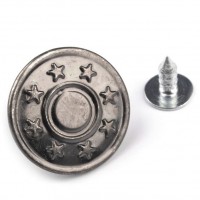 Jeansknöpfe Größe 26" Nickel antik Sternchen Jeansknöpfe Größe 26" Nickel antik Sternchen