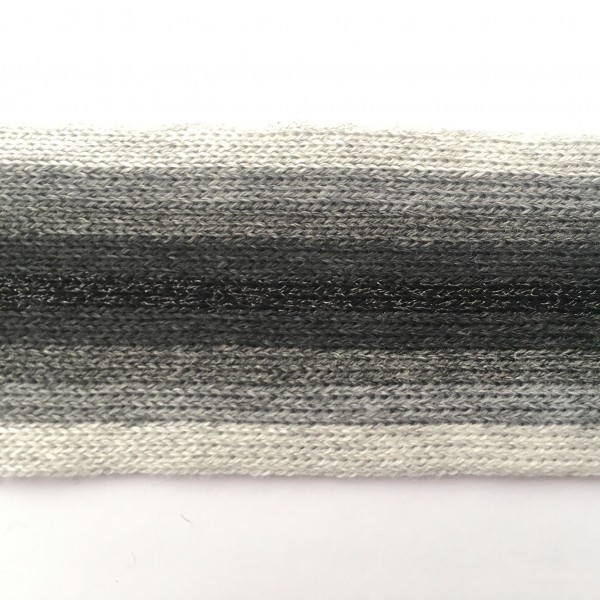 Glitzerstripes, hochwertiges, getricktes Baumwollband in creme/grau/anthrazit mit Lurex
