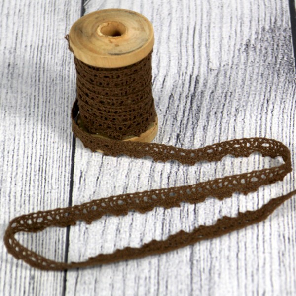 Klöppelspitze 11 mm Baumwolle braun