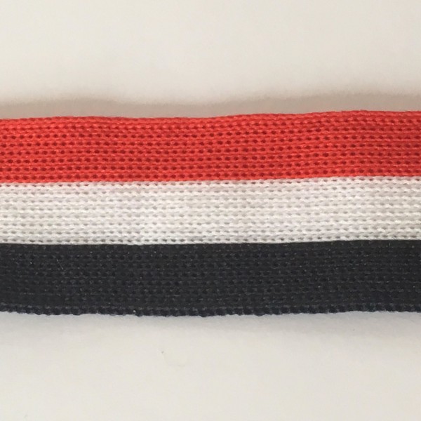Stripes, hochwertiges, gestricktes Polyesterband in rot/weiß/marine