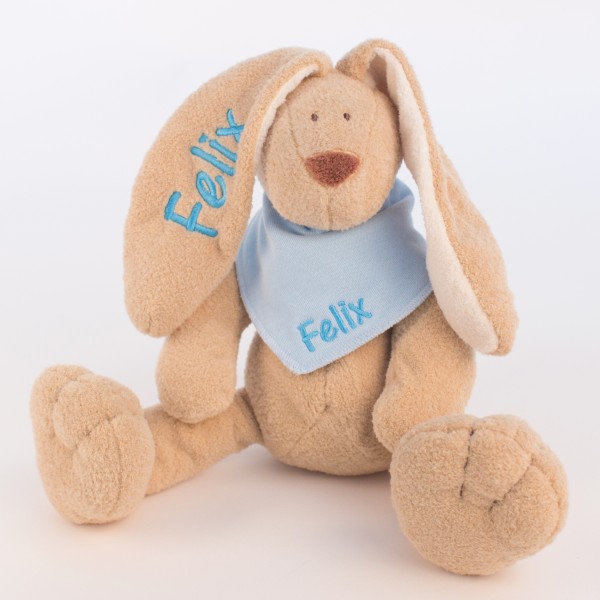 Hase und Halstuch mit Wunschname (Modell Felix)
