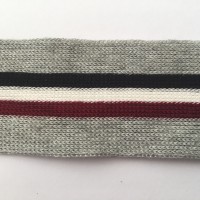 Stripes, hochwertiges, gestricktes Baumwollband grau/marine/creme/dunkelrot Stripes, hochwertiges, gestricktes Baumwollband grau/marine/creme/dunkelrot