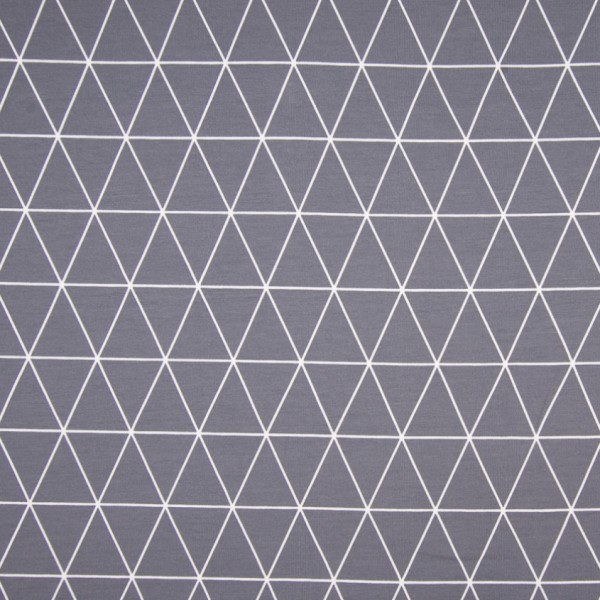 Baumwoll Jersey mit Dreieckmuster grau/weiß