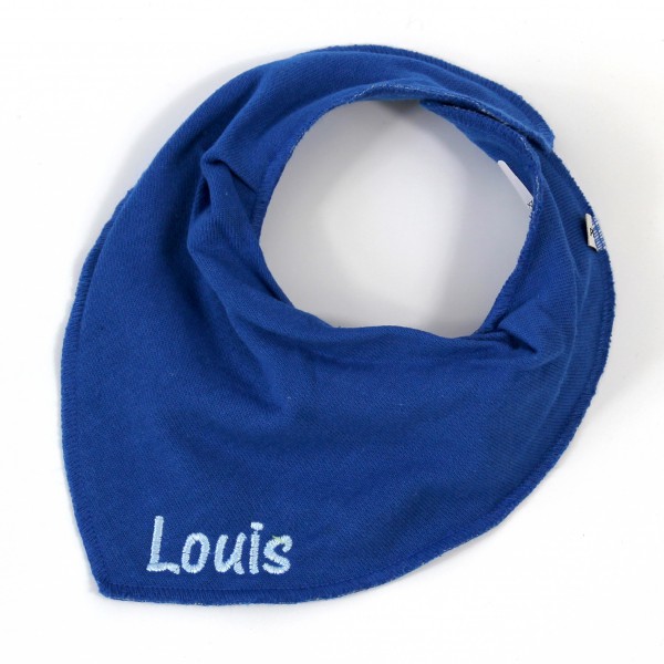 Halstuch mit Name mittelblau/babyblau (Modell Louis)