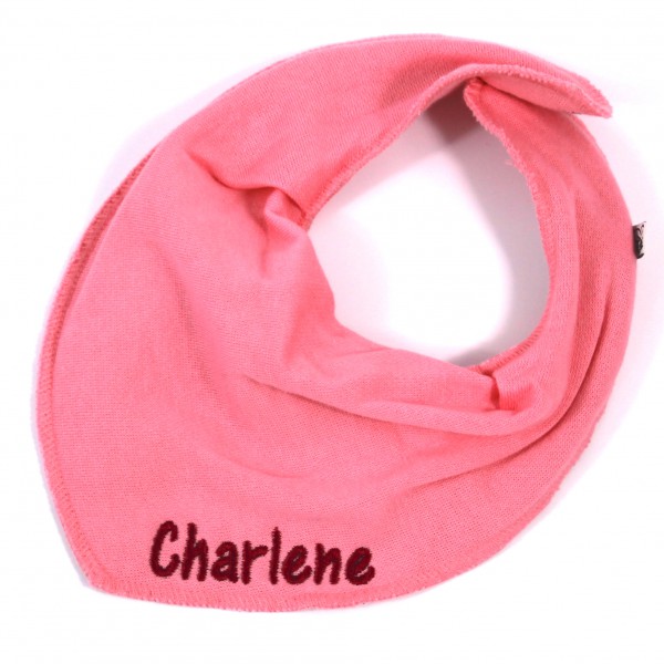 Halstuch mit Name mittelrosa/dunkelpink (Modell Charlene)