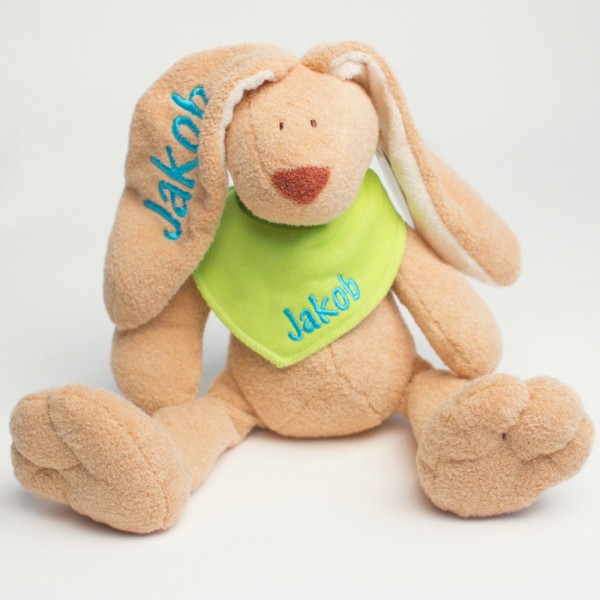 Hase und Halstuch mit Wunschname (Modell Jakob)
