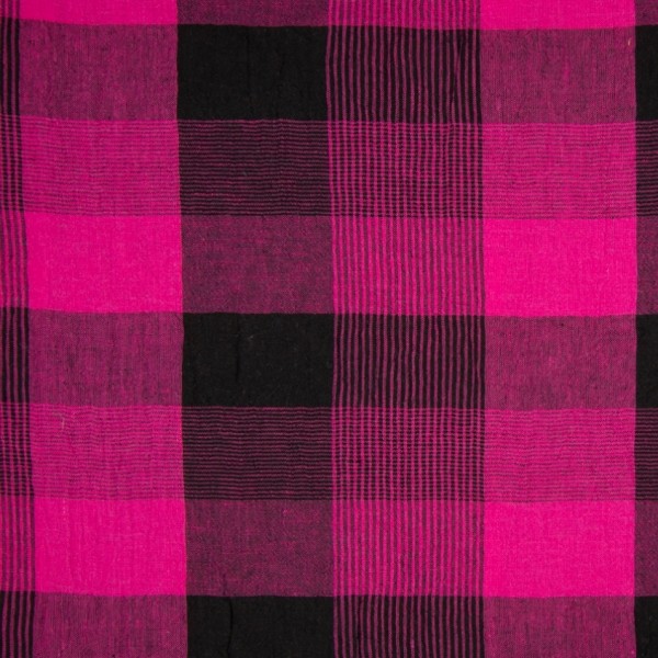100% Leinen Webware Karo magenta/schwarz