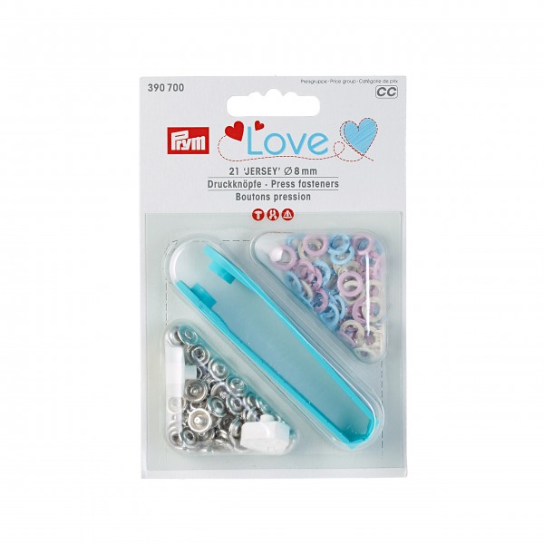 Prym Love Druckknöpfe Jersey, 8mm, rosa/hellblau/perle