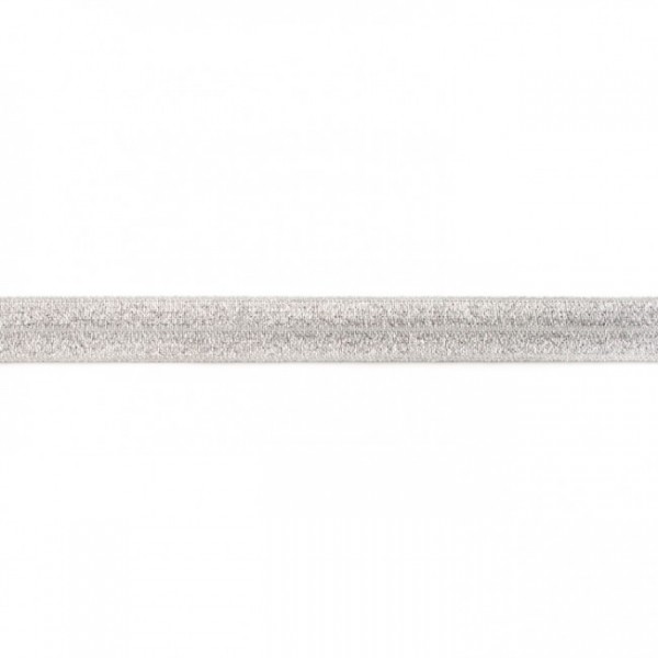 elastisches Falzband Glitzer silbergrau, 16mm