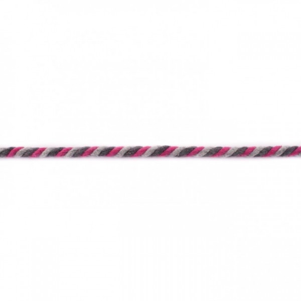 gedrehte Kordel 6 mm dreifarbig pink/hellgrau/dunkelgrau