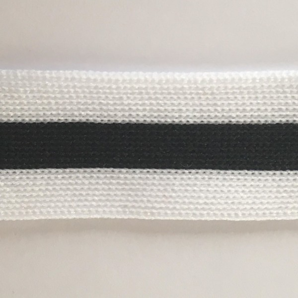 Stripes, hochwertiges, gestricktes Polyesterband in weiß/schwarz