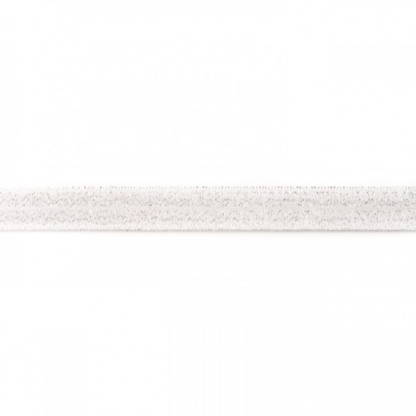 elastisches Falzband Glitzer weiß, 16mm