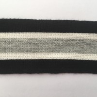 Stripes, hochwertiges, gestricktes Baumwollband in schwarz/creme/hellgrau meliert Stripes, hochwertiges, gestricktes Baumwollband in schwarz/creme/hellgrau meliert