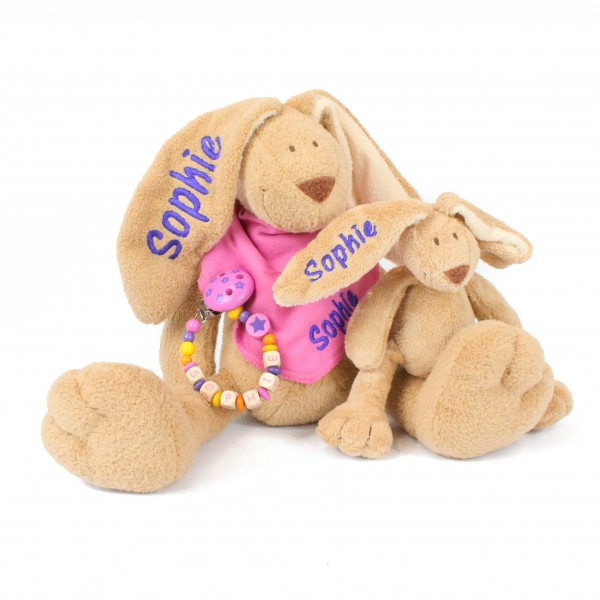 Klassikset+: Hase, Halstuch, Schnullerkette, Minihase mit dem Namen Sophie