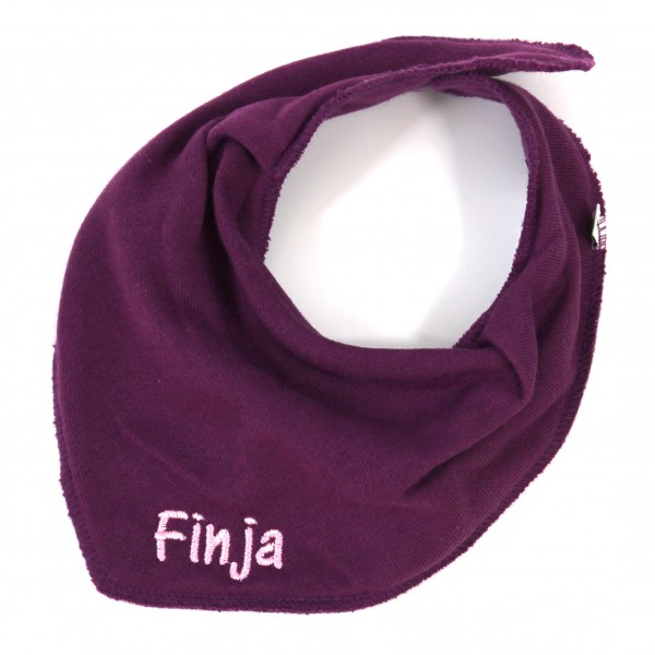 Halstuch mit Name violett/babyrosa (Modell Finja)
