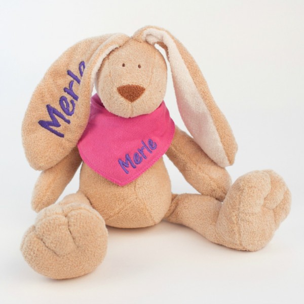 Hase und Halstuch mit Wunschname (Modell Merle)