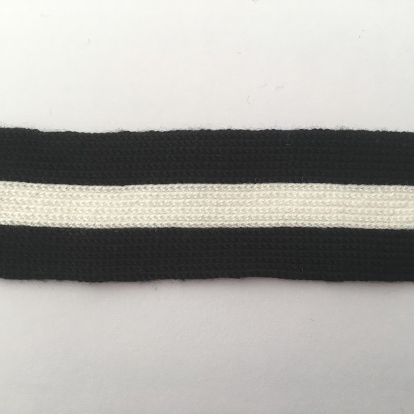 Stripes, hochwertiges, gestricktes Baumwollband in schwarz/creme