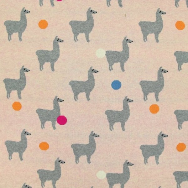 Jacquardjersey Happy Lama in rosa